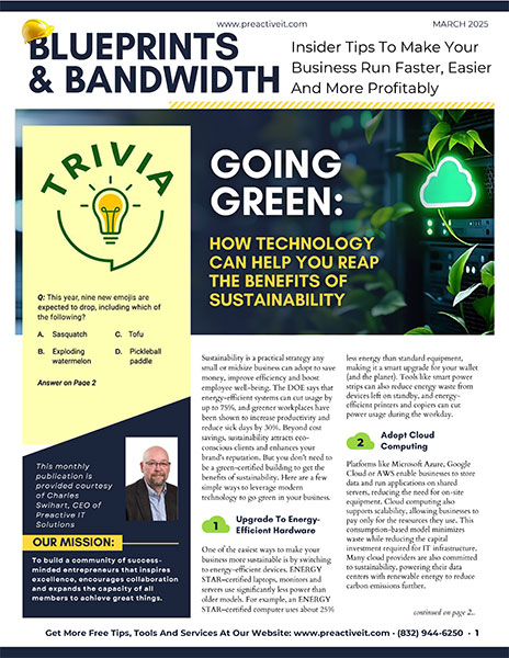 technology newsletter front page
