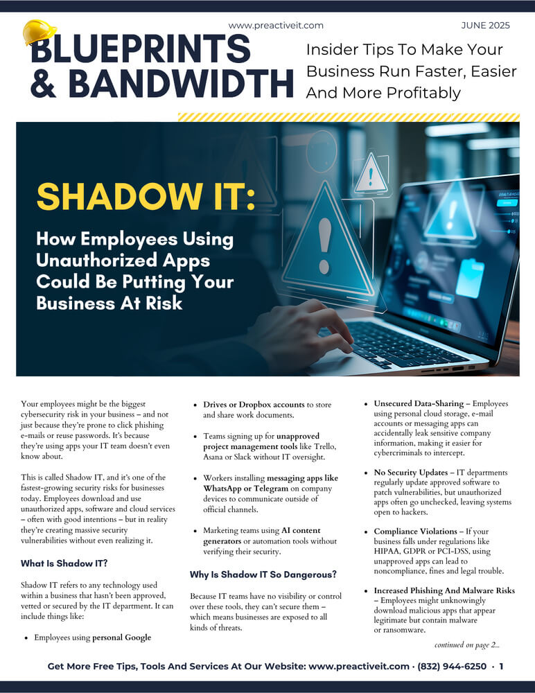 technology newsletter front page